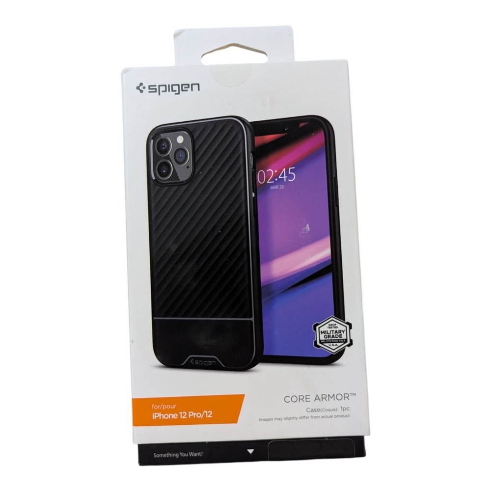 N4. Spigen Core Armor Series Case for iPhone 12/ 12 Pro - Matte Black